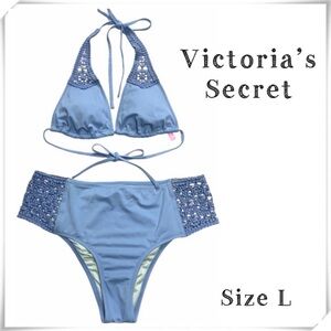 VICTORIA’S Secret Triangle Lace Swim Bikini Set in light Blue